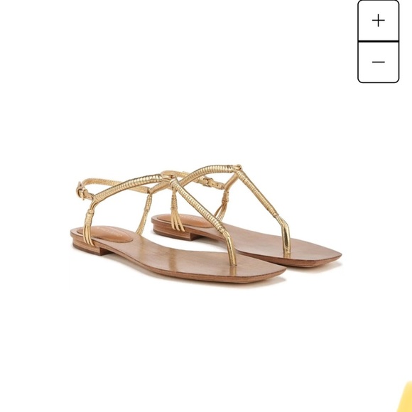 Veronica Beard Amelia Thongs Women's gold metallic t-strap sandals size 6.5 - Picture 1 of 8